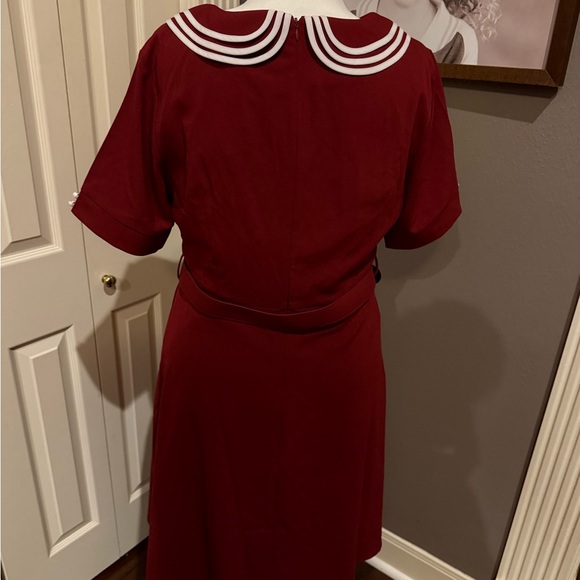Voodoo Vixen Burgundy Dress with White Accents unique Vintage - Picture 2 of 4